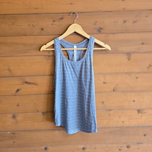 Lululemon Love Tank Pleated Modern Stripe White Heathered Grey 2 Top Shirt - Picture 2 of 5